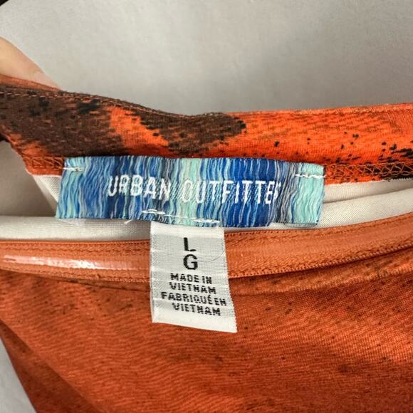 Urban Outfitters Solana Palm Tree Printed Split-Hem Midi Dress in Orange Size L - Picture 9 of 10